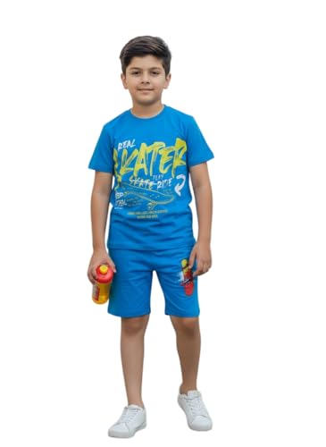 Image of Boys Halfsleeves Cotton Solid /Printed T-Shirt & Shorts Summer Co-ord Set /Clothing Set /Casual wear
