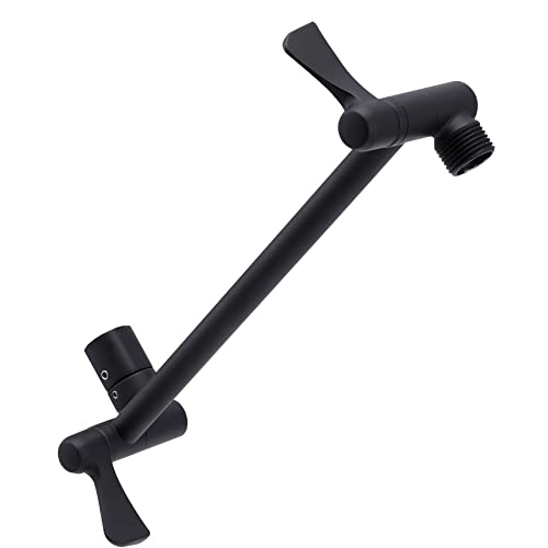Shower Head Extension Arm By Nuodan - 11" Solid Brass Shower Arm With Universal Connection To Showerheads - Easily Adjustable The Height And Angle Of The Rain Or Handheld Shower Heads (Black) #TOP4