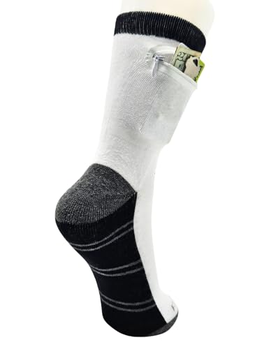 Image of Zipper Sock Wallet - Cotton & Polyester Zipper Socks with Pockets - Fits shoe size 6-13