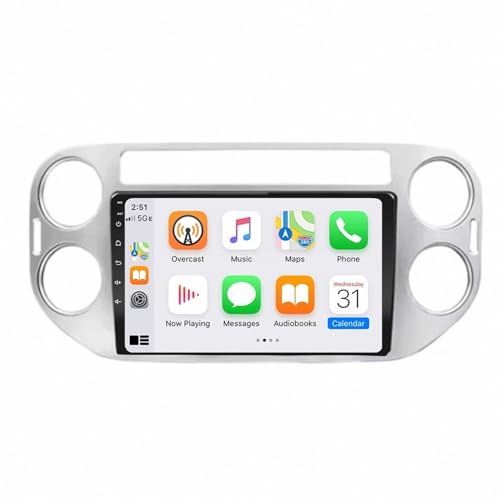 Radio coche de 4 núcleos y pantalla Mirror Link para viajes en Tiguan 5N