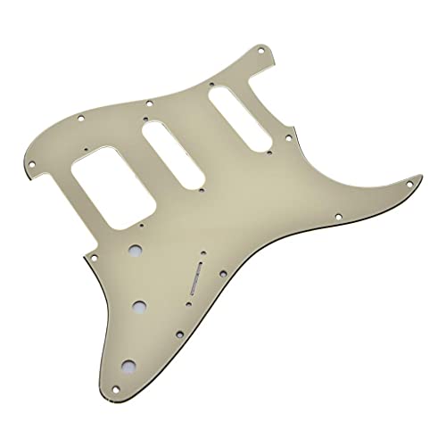 Image of Dopro 11-Hole Strat HSS Guitar Pickguard 2-Screw Humbucking Pickup Mount Fits American Fender Stratocaster Cream 3 Ply