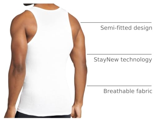 Jockey Men's Undershirt 100% Cotton A-Shirt Tank - 4 Pack, White, XL - image 4