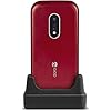 Doro 7030 Téléphone Portable 4G Dual SIM à Clapet Débloqué pour Seniors avec GPS, Facebook, Whatsapp pour Les Appels Vidéo et Socle Chargeur Inclus (Rouge/Blanc) [Version Française]