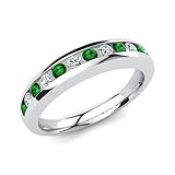 Emerald Channel Set Round 2.00mm Half Eternity Ring | Sterling Silver 925 With Rhodium Plated | Beautiful Eternity Ring For Everyday Accessories (O)