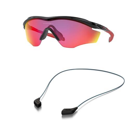 Oakley OO9343 Sunglasses Bundle: OO 9343 934308 Polished Black and Large Blue leash Accessory kit2