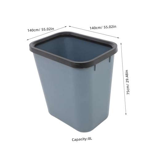 Caneca de plástico rectangular para basura 8L gris miniatura 2