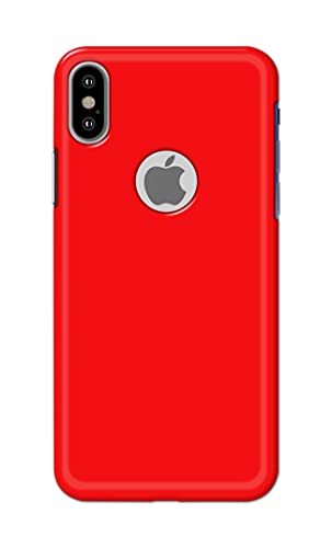 Image of Plastic Printed Hard Back Cover Case For Apple iPhone X|iPhone 10|iPhone Xs|iPhone 10S Logo View Back Cover (Plain Red) -1803