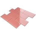 Tenedos Pink Rose 3x6 Glass Subway Wall Tile for Kitchen Backsplash, Bathroom, Shower, Accent Walls & Pool (Box of 40 Tiles, Covers 5 Sq Ft)