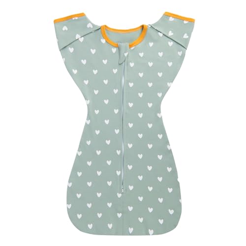 Image of elaia Transitional Swaddle Arms Up Design with Half Sleeves and Mitten Cuffs, 100% Cotton Baby Swaddles with 2-Way Zipper