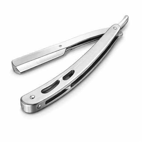 Image of (Made In Dubai) Straight Edge Stainless Steel Folding Shaving Razor knife, For Men, Ustra Razor For Men And Boys (Stainless Steel Matte Black)