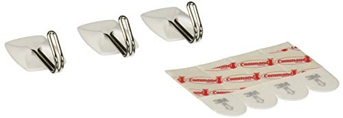 Command 17067ES General Purpose Wire Hooks, Small, 0.5lb Cap, White, 3 Hooks & 6 Strips per Pack