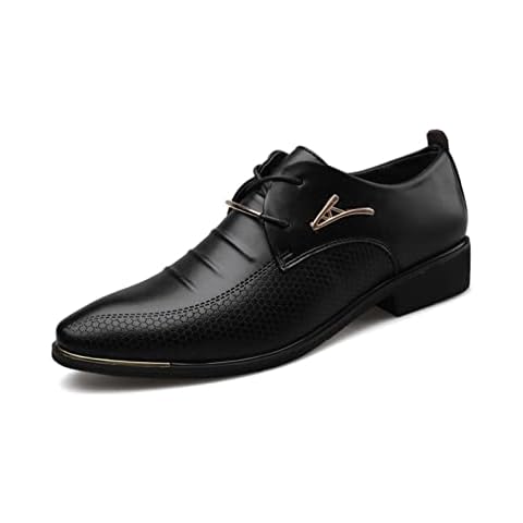 Mens Brogues Pointed Toe Monk Shoes Party Fashion Lace-ups Wedding Shoe Casual Oxfords Comfy Slip-on Formal Dress Shoes Black Cover