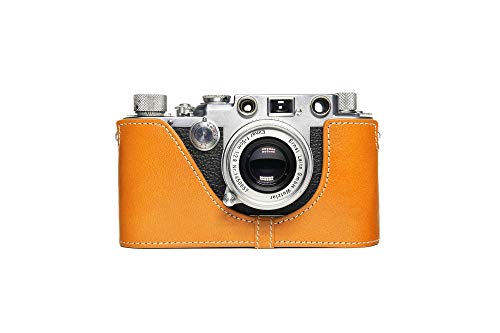 Protéger boîtier Leica iiif sans retardateur avec ce demi-étui cuir véritable sable