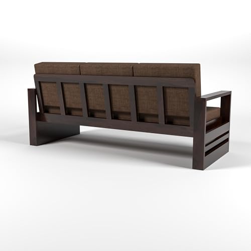 Image of Solid Sheesham Wood 5 Seater Sofa Set (3+2) - Elegant Wooden Sofa Set for Your Stylish Living Room & Home (Design 1)