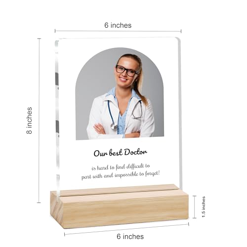 Image of Giftplease Best Doctor Photo Plaque with Wooden Stand | Personalised Gift for Doctors | Thank You Gift for Medical Professionals | Home Office Table Decor |Appreciation Frame for Doctor DCT 03