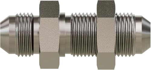Image of 5 /8 inch JIC Bulkhead Union with Locknut Connector for Hydraulic Hose, Tube, Pipe, Oil, Gas, Industrial, Automotive Applications, Dash 10