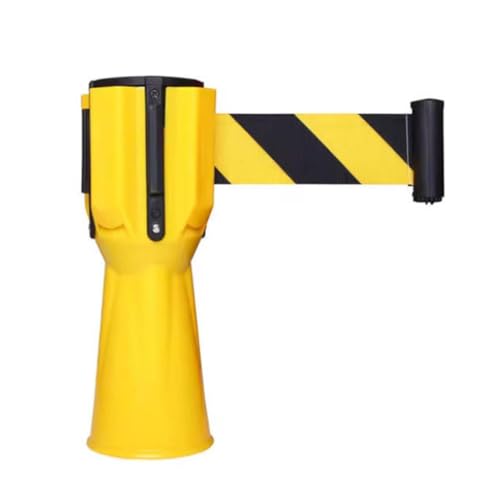 Cône de signalisation rétractable jaune avec enrouleur ruban de 5m pour balisage de sécurité