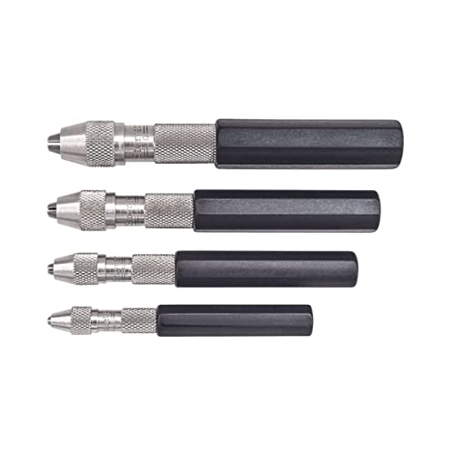 Starrett Pin Vise Set with Insulated, Octagonal Handles, Smaller Body Diameter, and Special Tapered Collet for Maximum Clamping Surface - .030-.187" Range - 4-Pack - S166Z