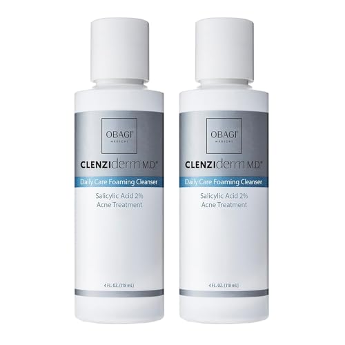 Obagi Medical CLENZIderm M.D. Daily Care Foaming Cleanser with 2% Salicylic Acid and Menthol Acne Treatment Facial Cleanser for Oily Skin 4 Fl Oz Pack of 2