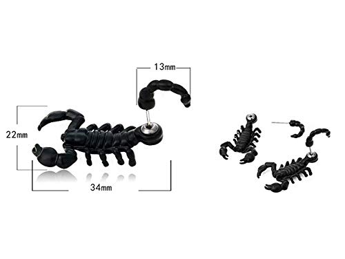 Halloween Skorpion Ohrringe Karneval Ohrstecker für Damen und Herren Schwarz 1 Paar