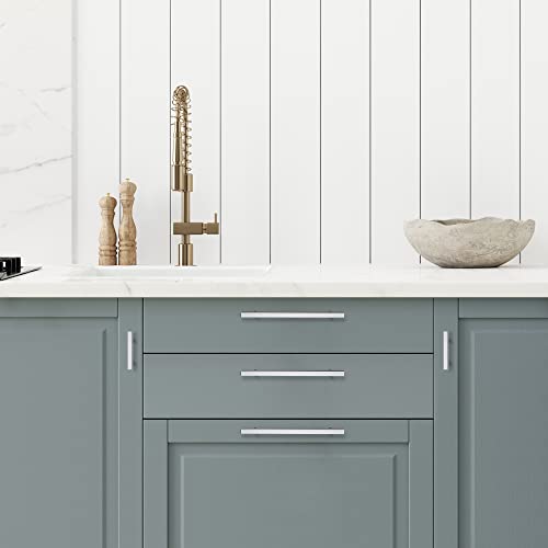 Image of Ravinte 10 Pack 7-1 /2 Inch Cabinet Pulls Brushed Nickel Sqaure Kitchen Cabinet Handles Silver Cabinet Hardware Stainless Steel Drawer Pulls 10 Inch Overall Length with Mounting Template