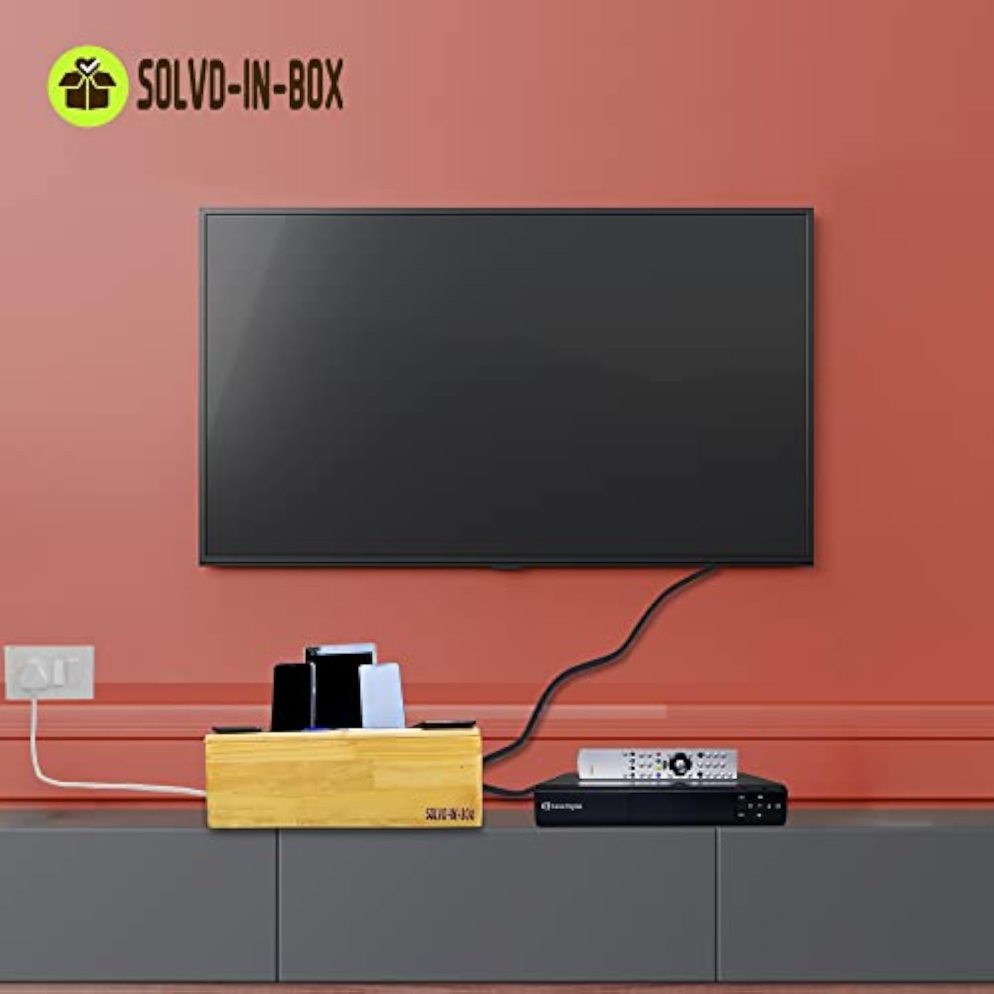 Cable Management Box with Power Strip