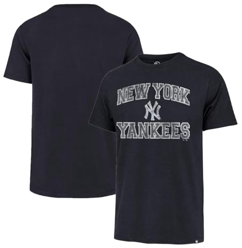 47 Brand MLB Men's Team Color Union Arch Franklin Primary Logo Short Sleeve Baseball T-Shirt - New York Yankees - Navy - Large