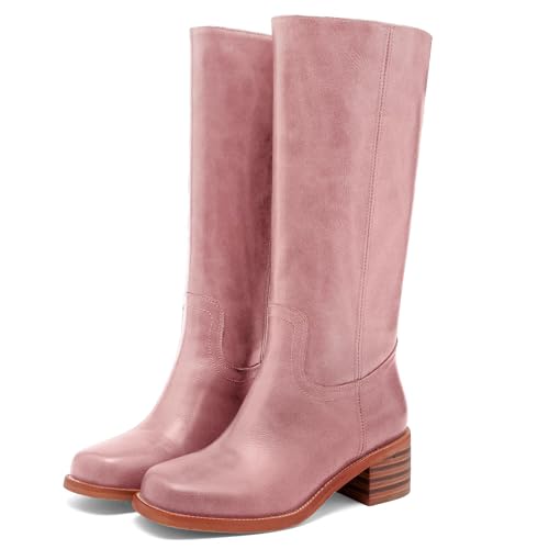 Women's Knee High Boots Square Toe Chunky Block Heel Long Boots for Women Comfortable Slip on Low Heel Womens Riding Boot.3
