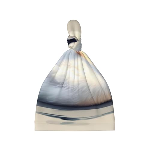 Newborn Baby Hat, Cute Little swan Print Soft Top Knot Beanie Cap, Cute Baby Headwear for 0-6 Months Black