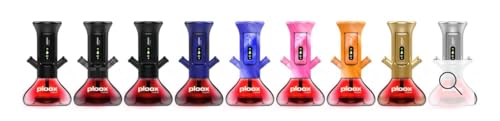 Ploox - X Electric Portable Hookah NEW DEVICE No Charcoal or Flavor Needed 2 Metal Hoses LED Light with Remote Control COMPLETE SET UP (Transparent Black)