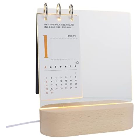 Desk Calendar 2022 Acrylic Stand: 1 Set Light Up Calendar Board Office Table Calendar with Light Standing Flip Calendar for Bedroom Cover