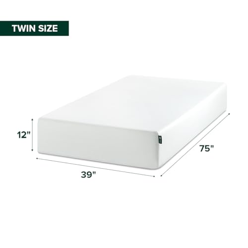 Image of Zinus 12 Inch Twin Green Tea Memory Foam Mattress, Medium Firm Feel | Pressure-Relieving Comfort & Full-Body Support, Naturally Fresh, CertiPUR-US & OEKO-TEX Certified Safe Materials