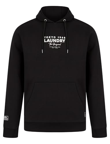 Tokyo Laundry Sudadera con capucha para hombre 'Kole' con diseño gráfico de forro polar con estampado trasero, Negro, XL