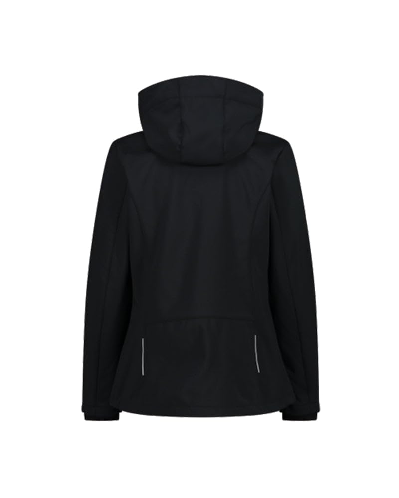 CMP Giacca In Softshell Da Donna Con Cappuccio Removibile, Nero 01, 44