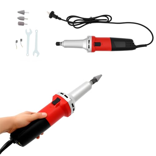 HuKaiL Lijadora recta, 0 – 27000 rpm, minilijadora ajustable con 6 mm de diámetro, multilijadora con 3 cabezales de lijado y cable de alimentación de 1,8 m para pulir joyas, metal