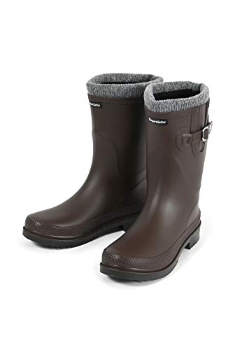Regenliebe Damen Gummistiefel Pfütze-W warm gefüttert halbhoher Regenstiefel, Farbe:braun, Größe:38 EU
