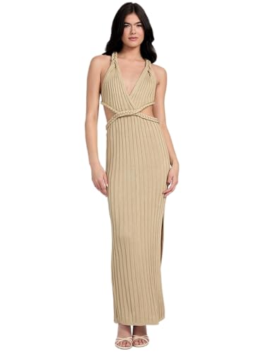 GUESS Women's Sleeveless Surplice Neck Vanya Rib Dress