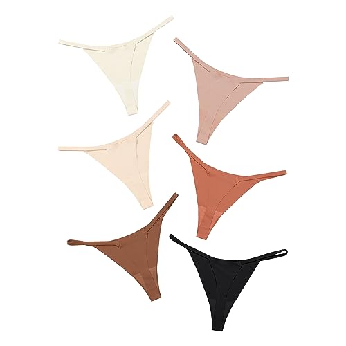 Image of DEANGELMON Seamless G-string Thongs for Women - No Show Thong Underwear Low Rise Stretch Panties Workout Pack