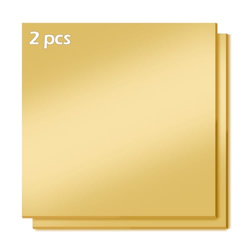 Image of Gold Mirror Acrylic Sheets, 2 Pack 12 inch x 12 inch Square Acrylic Sheets 1 /8 inch Thick (3mm) Rigid Tinted Mirror Acrylic Plastic Sheets for Cutting, Laser Cutting and Engraving