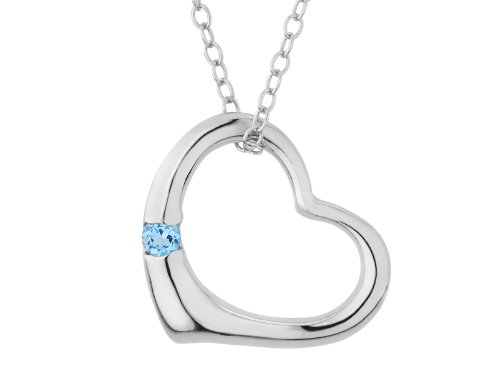 Bijou fille : pendentif coeur argent et topaze