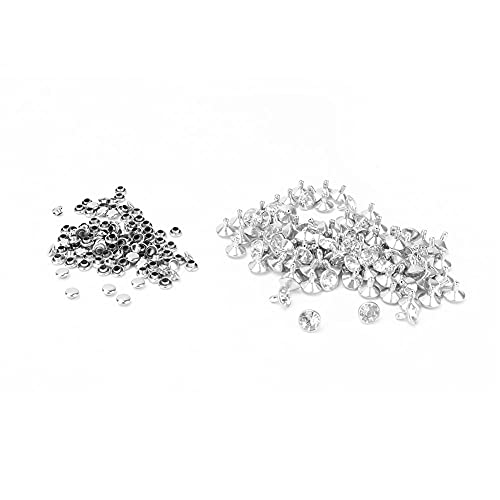 100 Sets Crystal Rivets, Crystal Rhinestone Rivets Studs Rapid Rivets for Clothing, Wedding, Performance, Arts and Leather Crafts Decoration(9mm-Silver)
