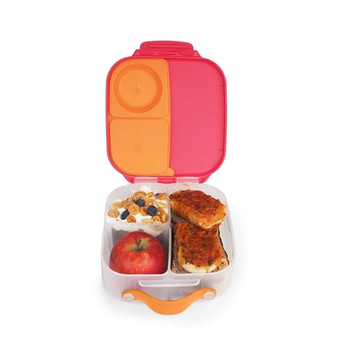 b.box Mini Brotdose für Kinder mit Fächern | Bento Box 3 Fächer (2 Auslaufsicher) | Lunchbox für Gerichte & Snacks | Platz für Ganzes Obst | BPA-frei