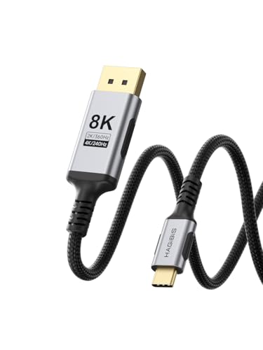 Hagibis USB C to DisplayPort 1.4 Cable [8K@60Hz, 4K@240Hz, 2K@360Hz], Super Soft Thunderbolt 5/4 USB4 to DP 32.4Gbps HBR3 Alt Mode Adapter for MacBook Pro Air iMac TV (Bi-Directional 10ft)