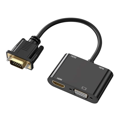 Image of NEXSA VGA to HDMI Adapter, Dual Display 1080P VGA Splitter Converter with Charging Cable and 3.5mm Audio Cable for Computer, Desktop, Laptop, PC, Monitor, Projector and More