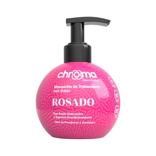 Chroma Barcelona - Mascarilla de Tratamiento con Color Semi Permanente, enriquecidas con Ácido Hialurónico, 250 ml - 23 colores. (Rosado)
