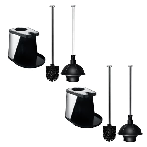 Image of ToiletTree Products Modern Deluxe Freestanding Toilet Brush and Plunger Combo 2 Pack