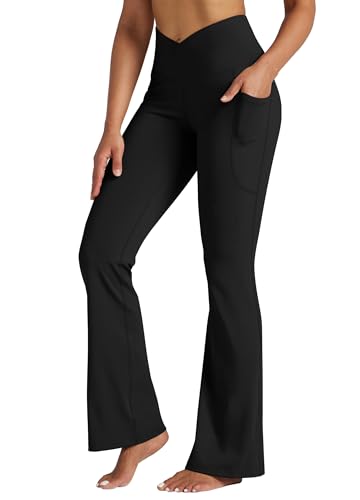 Willit Women's Flare Leggings Crossover Yoga Pants High Waist Bootcut Workout Leggings with Pockets 29