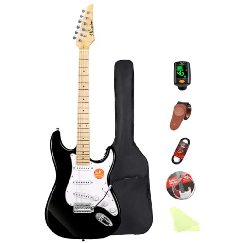 Image of Electric Guitar Beginner Kits, 6 Strings 39 Inch Solid Body Guitarra Electricar Set for Adults With Gig Bag, Strap, Tremolo Arm, Cable & Picks MS100 (blk)
