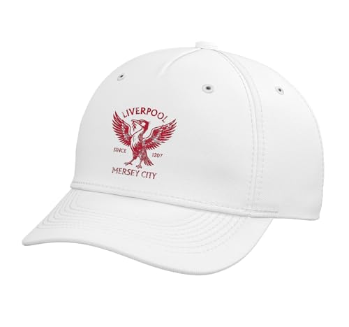 Liverpool Mersey City Since 1207 Liver Bird Aged Print Red Adjustable Printed Baseball Hat White