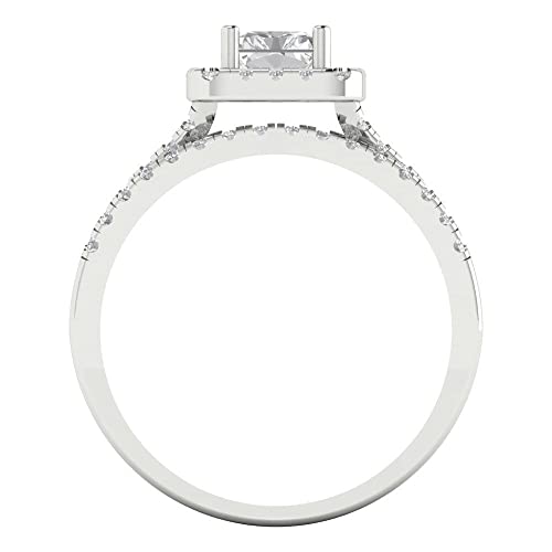 Clara Pucci 1.72 tcw Emerald Cut Mois Wedding Ring Set for Women | 14K White Gold 2-Piece Womens Anniversary Ring for her, Womens Solid Gold Stackable Eternity Band and Vintage Gold Ring4